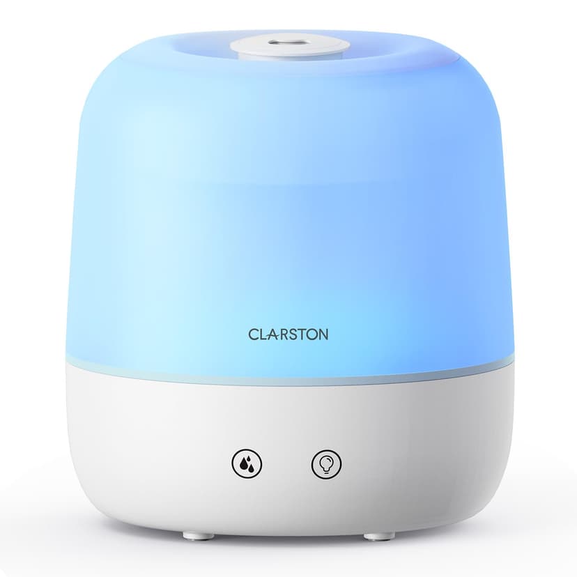 Clarston 2L Cool Mist Humidifier for Bedroom with 360° Adjustable Nozzle, High and Low Mist Levels, Ultra-Low Noise, Light-Off, No BPA, Auto Shut Off, Ideal Baby Humidifier with Easy Top Filling