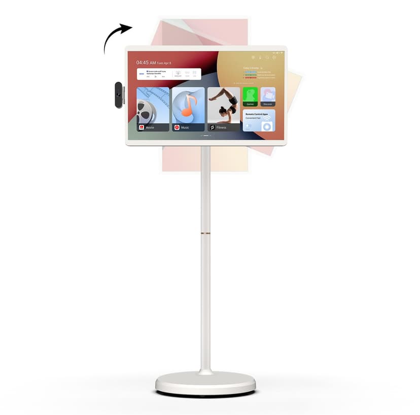 ApoloSign 24 Inch FHD Smart Portable TV 2nd Gen, 16(8+8) GB RAM+128GB, Android 15, EDLA-Certified, Rolling Tablet TV on Wheels, Built-in 5200mAh Battery, Full Swivel Rotation, Voice Remote Control