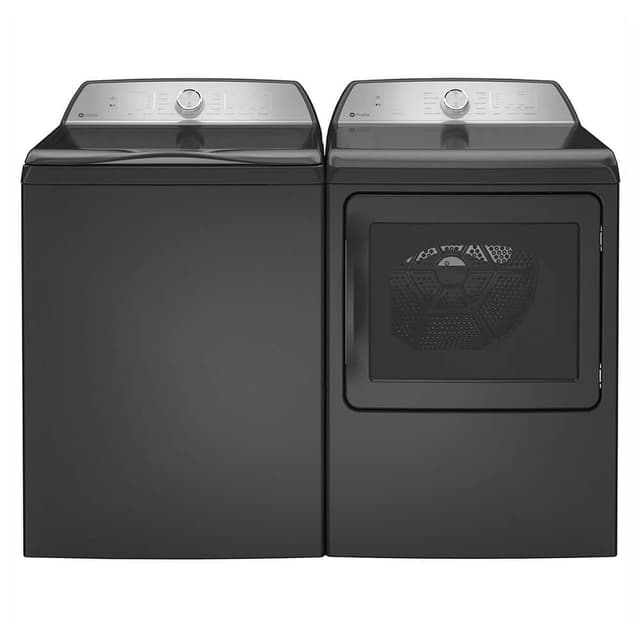 GE Profile PTW700BPTDPR Gray Top Load High Efficiency Smart 5.4 Cu. Ft. Washer/7.4 Cu. Ft. Electric Steam Dryer Laundry