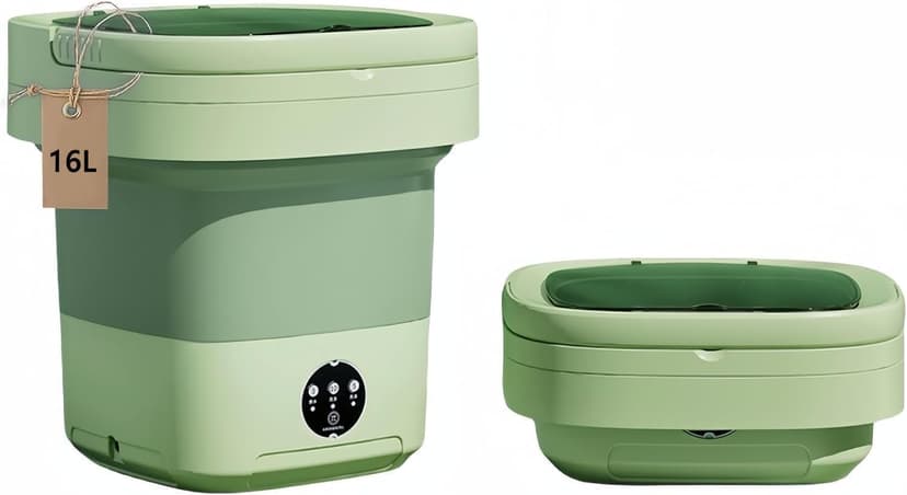 Portable Washing Machine, Mini Washer,16L Upgraded Large Capacity Foldable Washer.Deep Cleaning of Underwear, Baby Clothes and Other Small Clothes.Suitable for Apartments, Dormitories, Hotels.(Green)