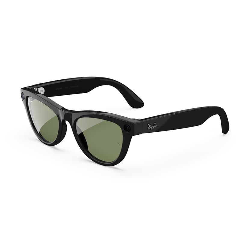 Ray-Ban Meta (Gen 2), Skyler, Shiny Black | Smart AI Glasses for Men, Women — 2x Battery Life — 3K Ultra HD Resolution — 12 MP Ultra-Wide Camera, Audio, Video — Green Lenses — Wearable Technology