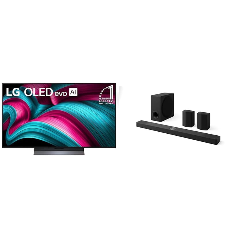 LG 48" OLED evo C5 4K Smart TV & 9.1.5-Ch. S95TR Soundbar with Dolby Atmos, DTS:X, Wireless Speakers and Subwoofer Home Theater Bundle