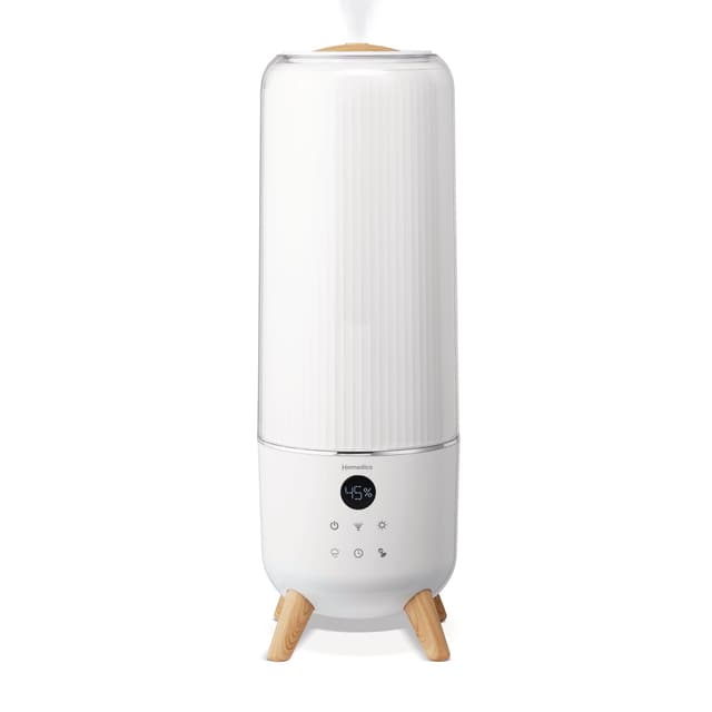 Homedics Ultrasonic Humidifier - Large Deluxe Air Humidifiers for Bedroom, Plants, Office - Top-Fill 1.47-Gallon Tank, Cool Mist, Essential Oil Pads and Built-In Timer, 3 Speed Settings, White