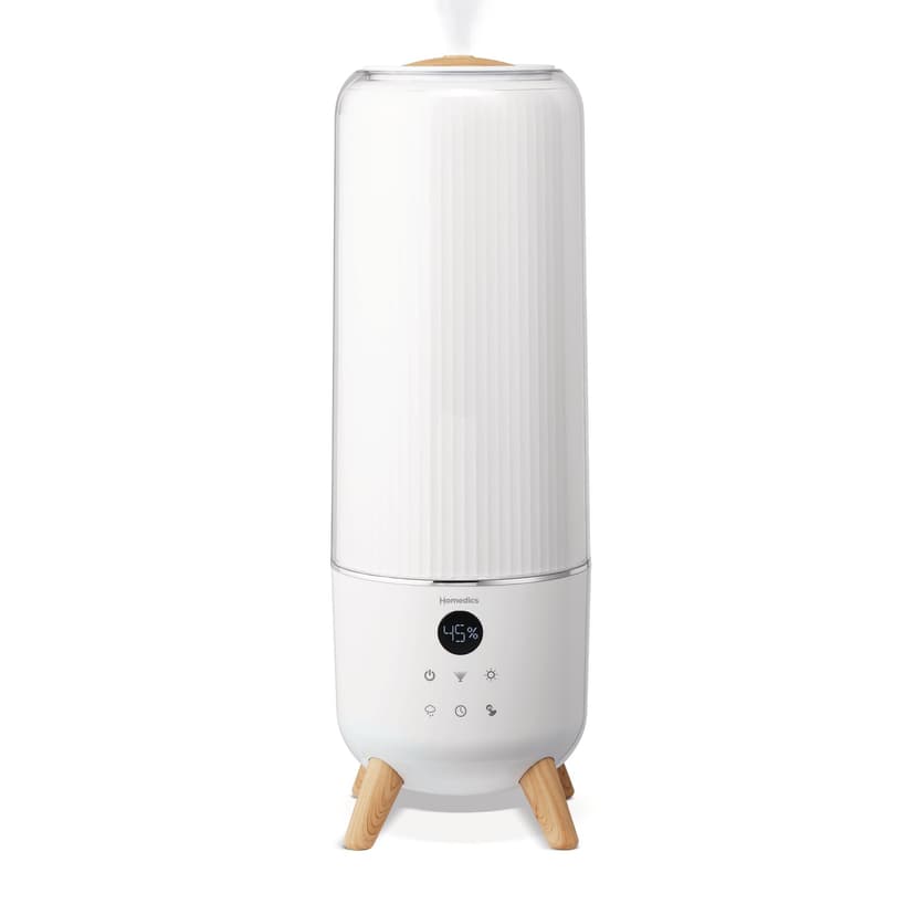 Homedics Ultrasonic Humidifier - Large Deluxe Air Humidifiers for Bedroom, Plants, Office - Top-Fill 1.47-Gallon Tank, Cool Mist, Essential Oil Pads and Built-In Timer, 3 Speed Settings, White