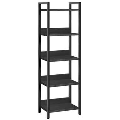 MAHANCRIS 5-Tier Bookshelf, Bookcase, Shelves Organizer for Small Spaces, Storage Shelf Organizer, for Living Room, Bedroom, Study, Balcony, Black BKHB5501