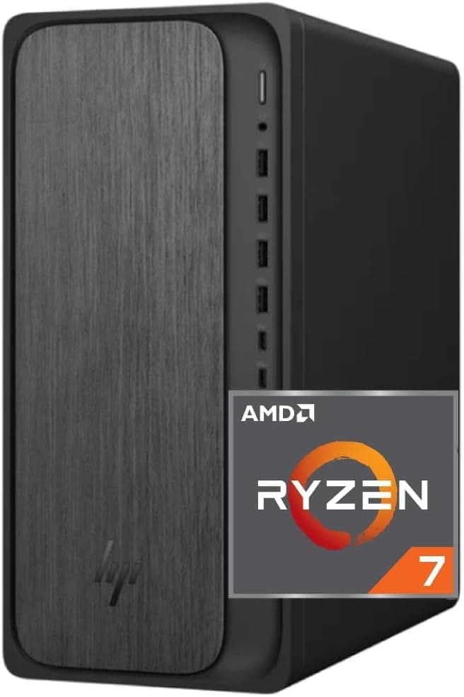 HP Secure & Productive Business Tower Desktop, AMD 8-Core Ryzen 7, 32GB DDR5 RAM, 1.5TB Storage(1TB SSD & 500GB HDD), HDMI + DP, RJ-45, USB-C, Windows 11 Pro