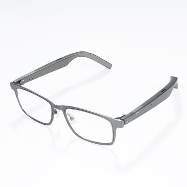 Dymesty Smart AI Glasses for Men & Women,Titanium Frame,Real-Time Translation, Meeting Recording, AI Assistant with ChatGPT, Open-Ear Bluetooth Speakers & Microphones, 48H Battery Life (C/Gray)