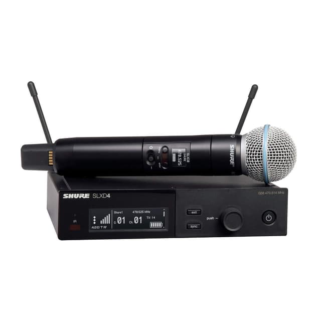Shure SLXD24/B58 Digital Wireless Microphone System - Includes SLXD2 Handheld Transmitter with BETA 58A Vocal Mic Capsule and SLXD4 Single Channel Rack Mount Receiver | H55 Band (SLXD24/B58-H55)