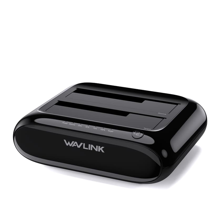 WAVLINK Dual Bay Hard Drive Docking Station - USB 3.0 to SATA I/II/III for 2.5" & 3.5" HDD/SSD with Fixed Bezel, Supports Offline Clone/Duplicator Function, Supports 2x20TB with UASP 6Gbps - Black