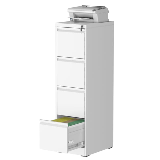 mysteeldepot File Cabinet, 4 Drawer File Cabinet with Lock, Steel Vertical Filing Cabinets for Home Office, Heavy Duty File Storage Cabinet for Legal/Letter/A4 Documents, Easy to Assemble, White