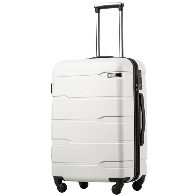 Coolife Expandable Large Checked Luggage Hardside PC+ABS Suitcase with TSA Lock, Lightweight Rolling Carry On with Spinner Wheels(White, 28in)