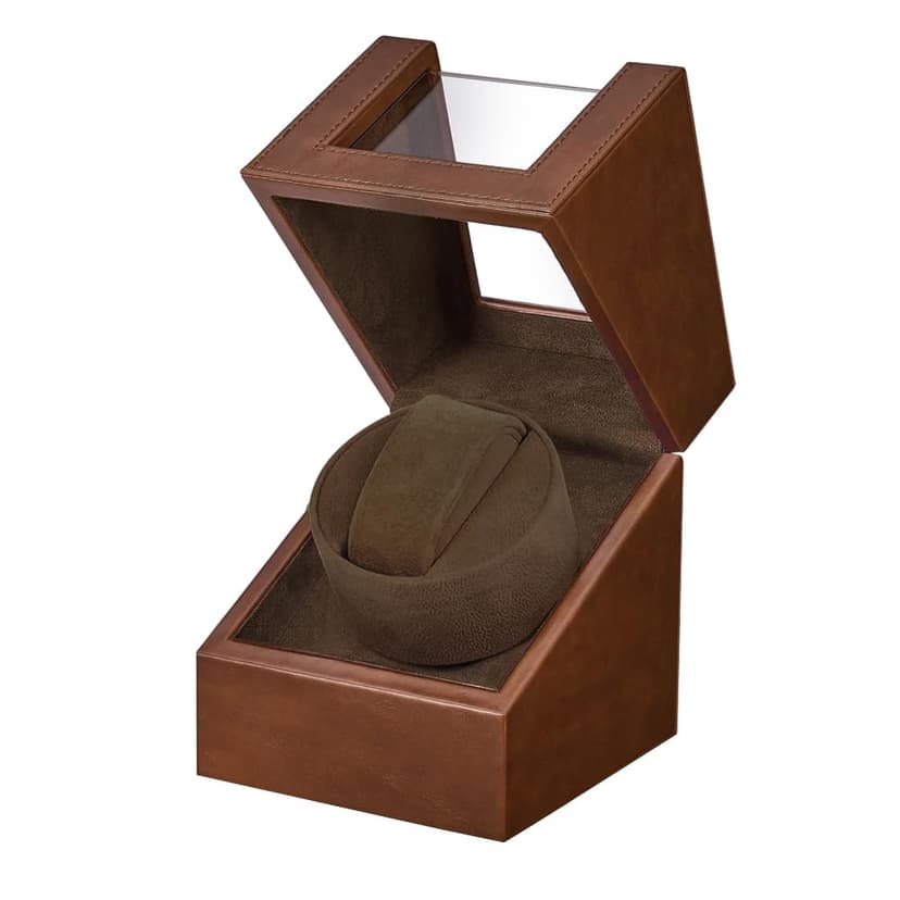 Watch Winder,Automatic Single Watch Winder for Women's and Men's Watches, Watch Shaker with Japanese Quiet Motor, Battery Powered or AC Adapter(Brown)