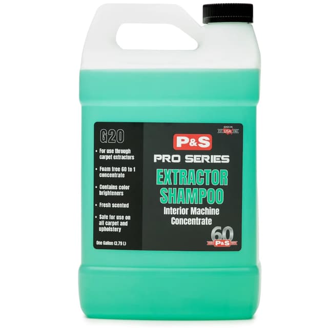 P&S Professional Detail Products Extractor Shampoo – Foam-Free Carpet & Upholstery Cleaner – 60:1 Concentrate – pH Balanced for All Materials – For Carpet Extractors – 1 Gallon