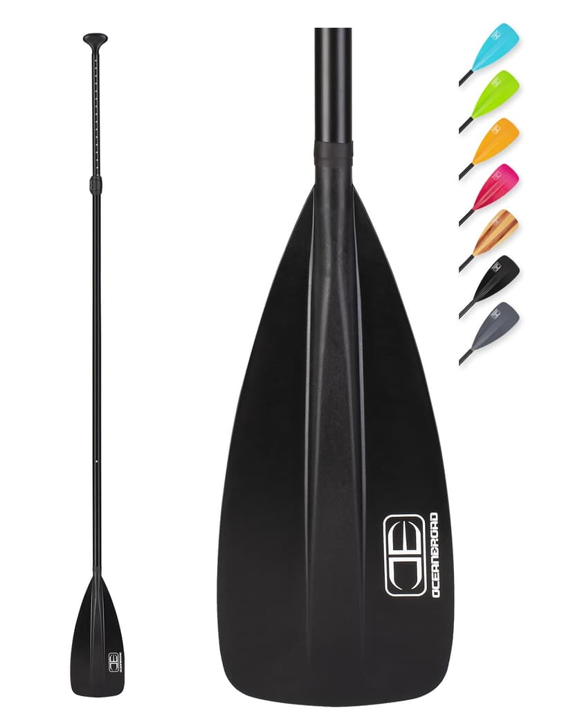 OCEANBROAD SUP Paddle - Adjustable Stand-Up Paddle for Paddleboard Kayak, Adjustable Aluminum Alloy Shaft 68" - 84", 3-Piece, Black