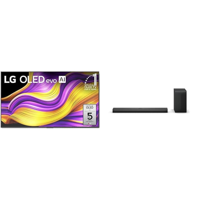 LG 55" OLED evo G5 4K AI TV, S70TY 3.1.1-Channel Soundbar, Dolby Atmos, Wow Orchestra, Rear Speaker Ready, Wireless Subwoofer
