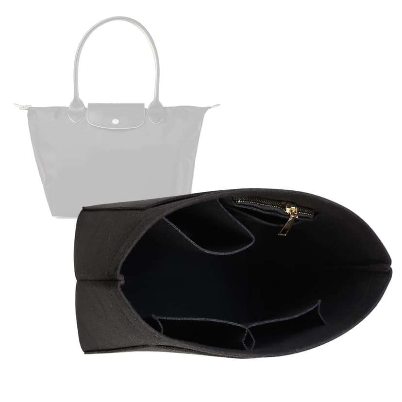 Lckaey Purse Organizer Insert for Le Pliage Handbags Insert Organizer- Felt Organizer 1012black2-M