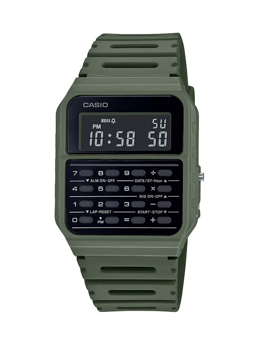 Casio CA53W Vintage Series | Green | Data Bank | 1/100 SEC Stopwatch | Water Resistant | 8 Digit Calculator | Dual Time | Resin Band | Resin Case | Auto Calendar | Daily Alarm | 5 Year Battery