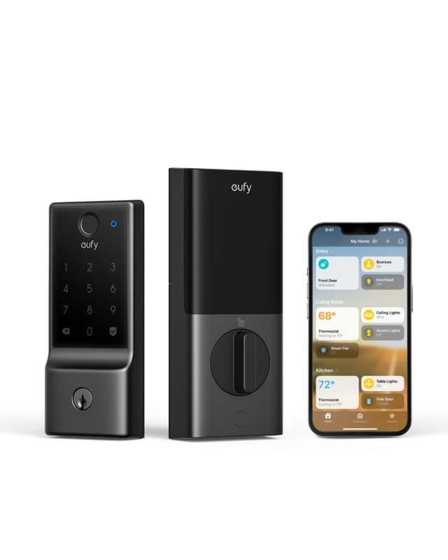 eufy Smart Lock E31, Fingerprint Keyless Entry Door Lock with Apple Home Ecosystem, for Front Door or Back, Supports Matter, Apple Home, Alexa, Google, 10000mAh Battery, Auto Lock