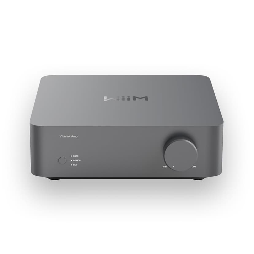 WiiM Vibelink Amp | 100W Power Amplifier with Premium ESS 9039Q2M DAC and TI TPA3255 | Compatible with WiiM Mini, Pro, Pro Plus, and Ultra | RCA, Coax, and Optical Inputs | Space Gray