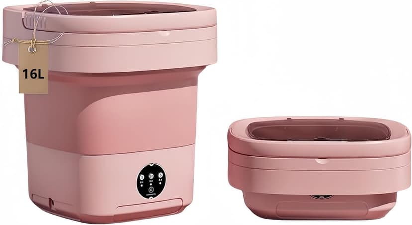 Portable Washing Machine, Mini Washer,16L Upgraded Large Capacity Foldable Washer.Deep Cleaning of Underwear, Baby Clothes and Other Small Clothes.Suitable for Apartments, Dormitories, Hotels.(Pink)