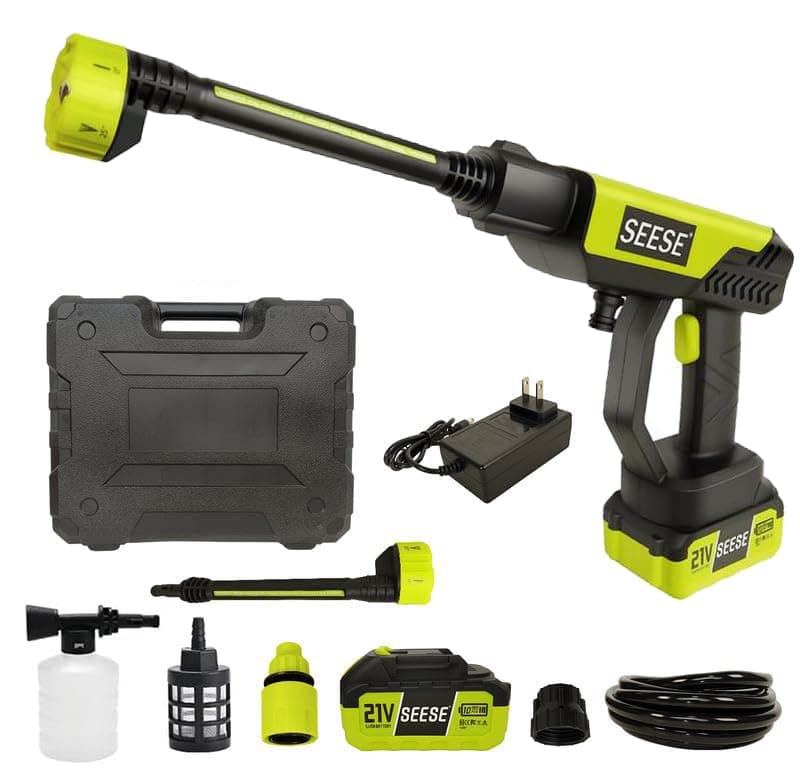 Cordless Pressure Washer Gun: 1200 PSI Portable Electric Washer for Vehicle, Driveway & Deck - Ergonomic Handle Design with 30min Runtime & 6-in-1 Nozzle