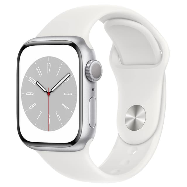 Apple Watch Series 8 [GPS, 41mm] - Silver Aluminum Case with White Sport Band - S/M (Renewed)