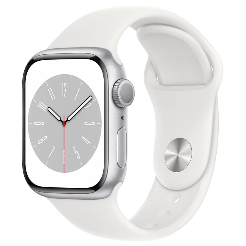 Apple Watch Series 8 [GPS, 41mm] - Silver Aluminum Case with White Sport Band - S/M (Renewed)