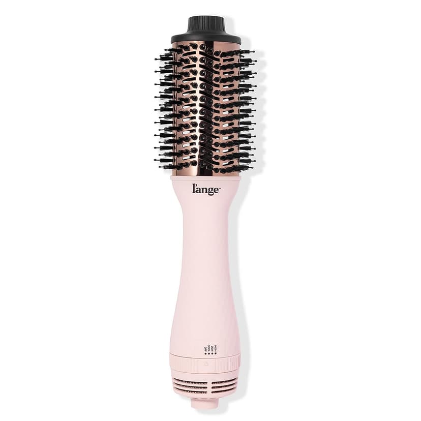L'ANGE HAIR Le Volume 2-in-1 Titanium Blow Dryer Brush | Frizz Control Blowout Hair Dryer Brush For Drying And Straightening | Volumizing Hot Air Styler For All Hairstyles | Oval Barrel | Blush - 60mm