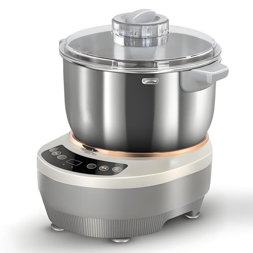 QCQDL Electric Dough Maker Machine with Fermentation Function, 7L Large Capacity Household Dough Mixer, 304 Stainless Steel, Microcomputer Timing, Front Touch Panel, Gray,7L