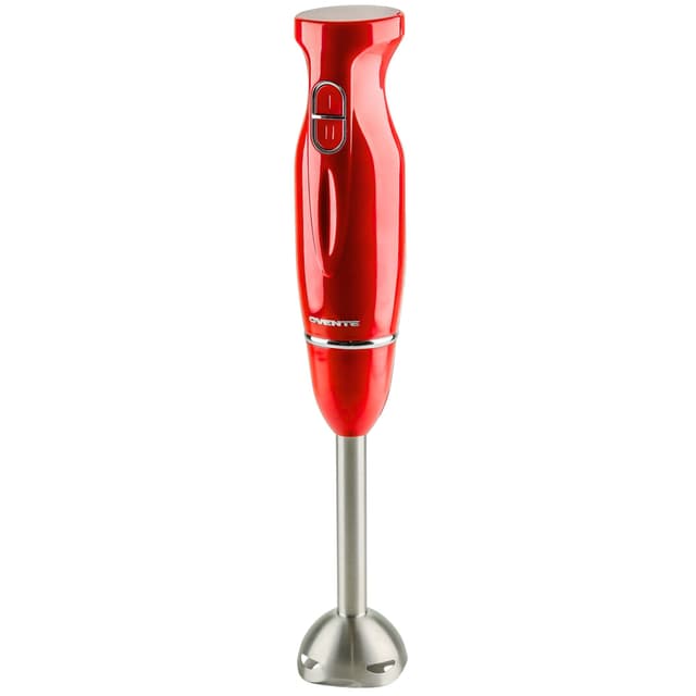 OVENTE Immersion Hand Blender, 300W Corded Electric Handheld Stick Mixer with 2 Mixing Speeds and Stainless Steel Blades for Smoothies, Purees & Baby Food, Red HS560R
