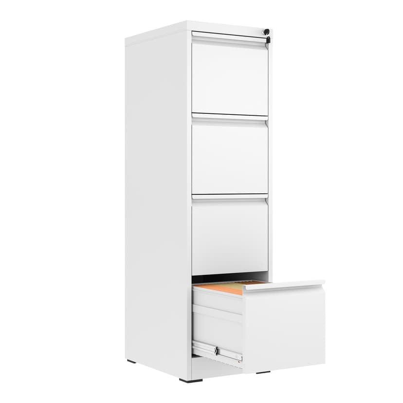 FLIXELIO 4 Drawer File Cabinet with Lock,Metal Vertical Filing Cabinets for Home Office,Heavy Duty File Storage Cabinet for Letter/Legal/A4/F4 Size File,Assembly Require (White, Vertical 4 Drawer)