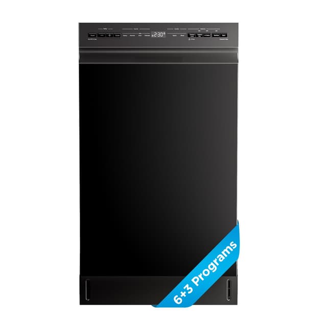 Midea MDF18A1ABB Built-in Dishwasher with 8 Place Settings, 6 Washing Programs, Stainless Steel Tub, Heated Dry, Energy Star, Black