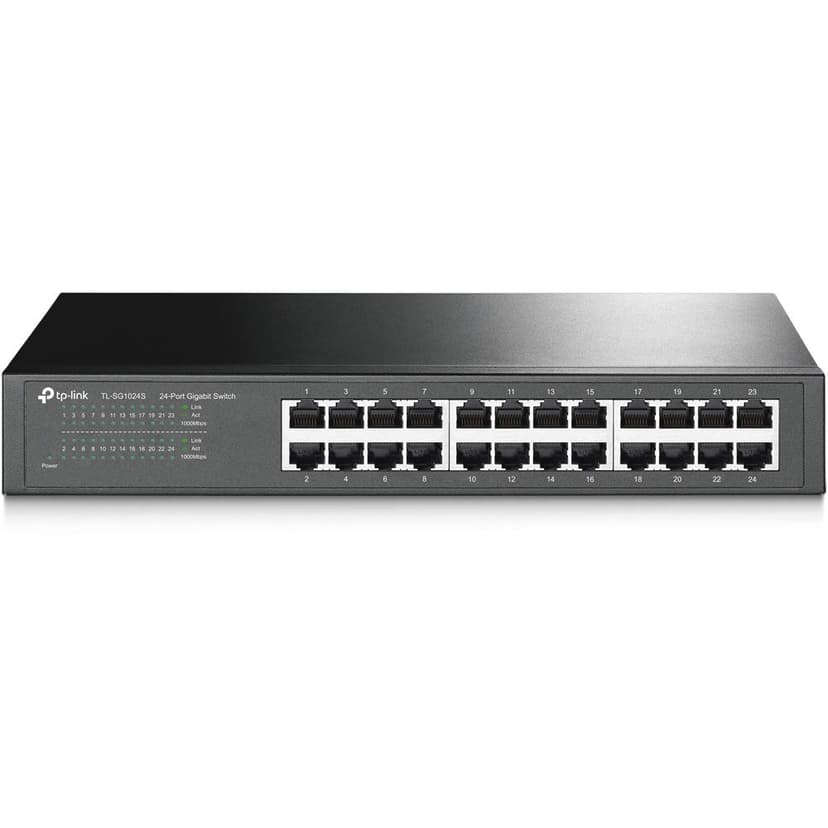 TP-Link 24 Port Gigabit Ethernet Switch Desktop/ Rackmount Plug & Play Shielded Ports Sturdy Metal Fanless Quiet Traffic Optimization Unmanaged (TL-SG1024S)