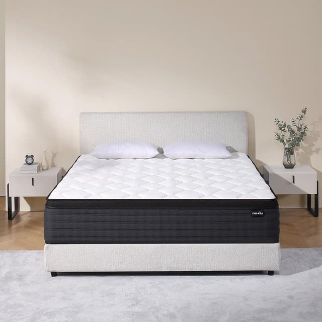 DEHIJU Queen Size Mattress, 14 Inches Hybrid Memory Foam Queen Mattress in a Box, Medium Firm, Pressure Relief, CertiPUR-US