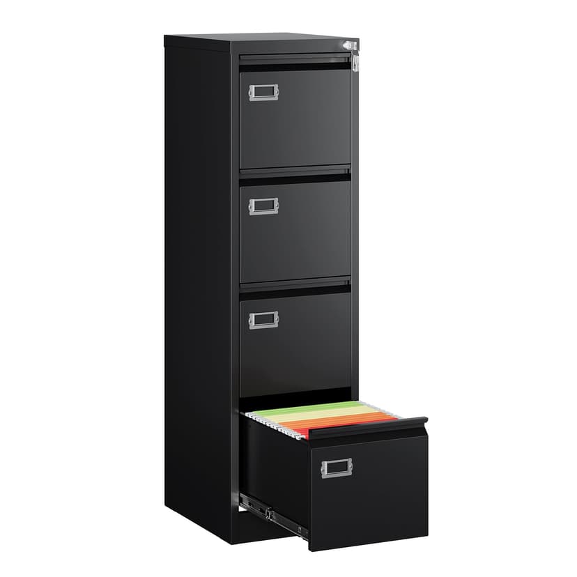 MIIKO 4 Drawer Filing Cabinets with Lock, Metal File Cabinet with 4 Drawers, Home Office File Folders Cabinet for Letter Legal A4 File Size