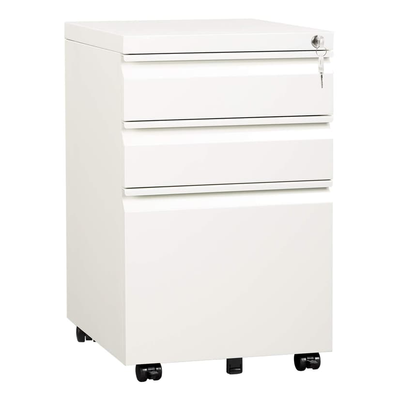 DEVAISE 3-Drawer Mobile File Cabinet (Under Office Desk), Assembled Except Casters, Fits Letter/Standard Sizes, White
