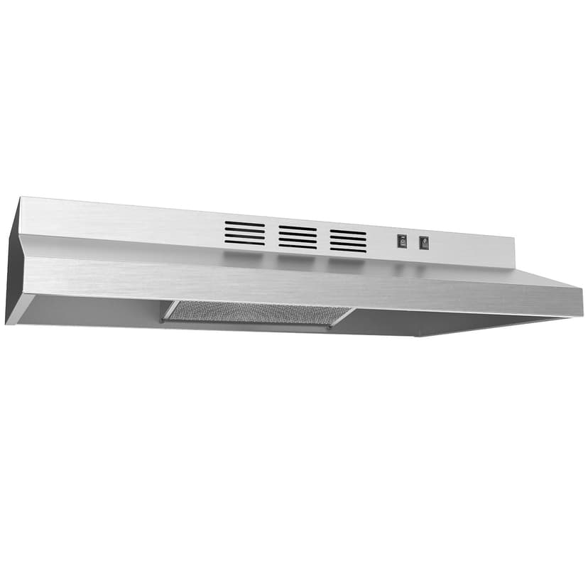 Midea MVU30W2AST Range 30 Inch Under Cabinet Vent Ductless Convertible with Durable Stainless Steel, 200 CFM Kitchen Hood with 2 Reusable Filter, 2 Speed Exhaust Fan