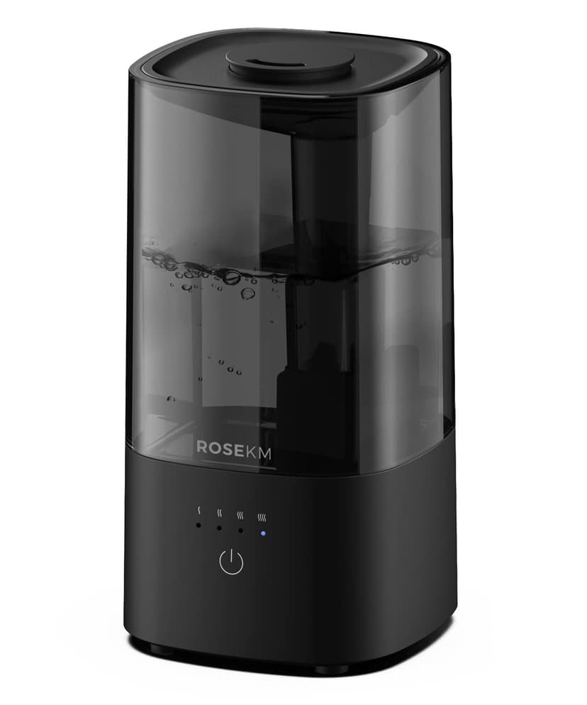 ROSEKM Humidifiers for Bedroom, 2.0L Cool Mist Humidifier for Home Plant and Baby Nursery, Quiet Ultrasonic Humidifier with 360° Nozzle, Auto Shut-Off, Filterless, Black