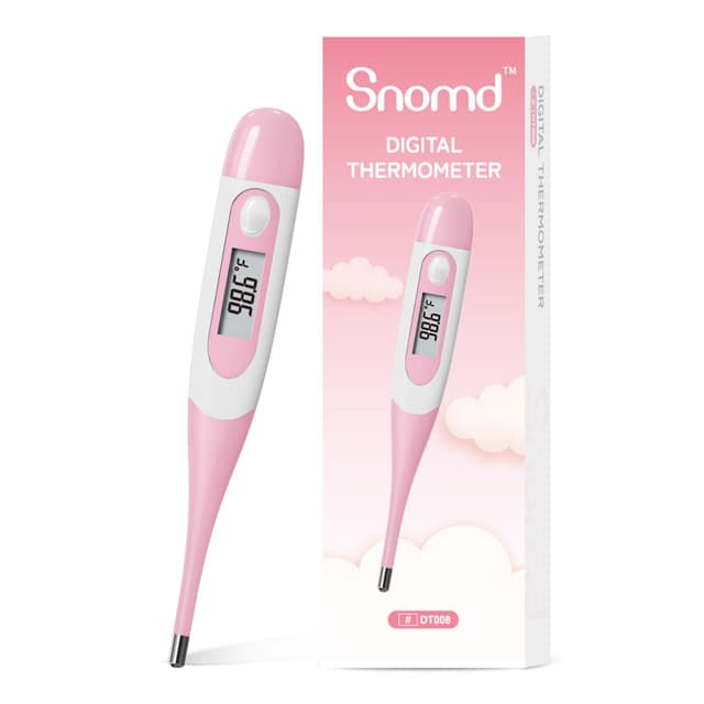 Snomd Clinical Digital Thermometer for Adults and Babies, Oral Armpit and Rectal Temperature Thermometer for Fever with Alarm, Flexible Tip