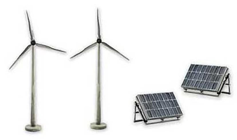 Scene-A-Rama Scene Setters Alternative Energy Set Wind Turbines & Solar Panels (2 ea)
