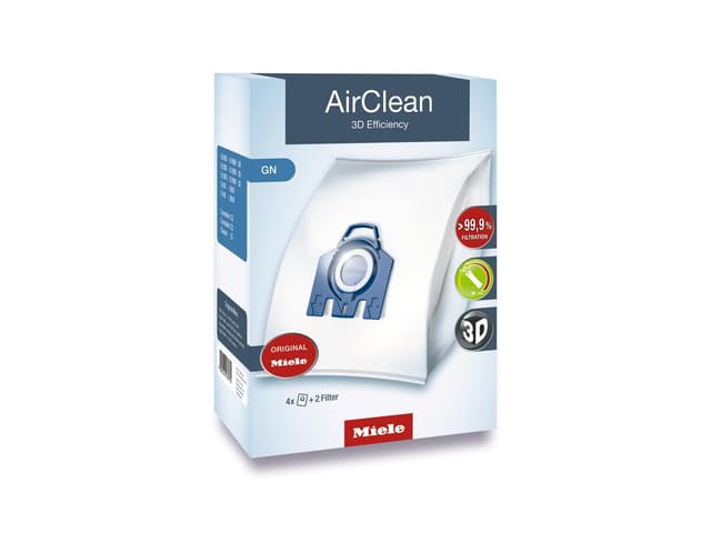 Miele Genuine AirClean GN Vacuum Cleaner Bags, 4 Bags Included, for Miele Complete C2 and C3 Vacuum Cleaners