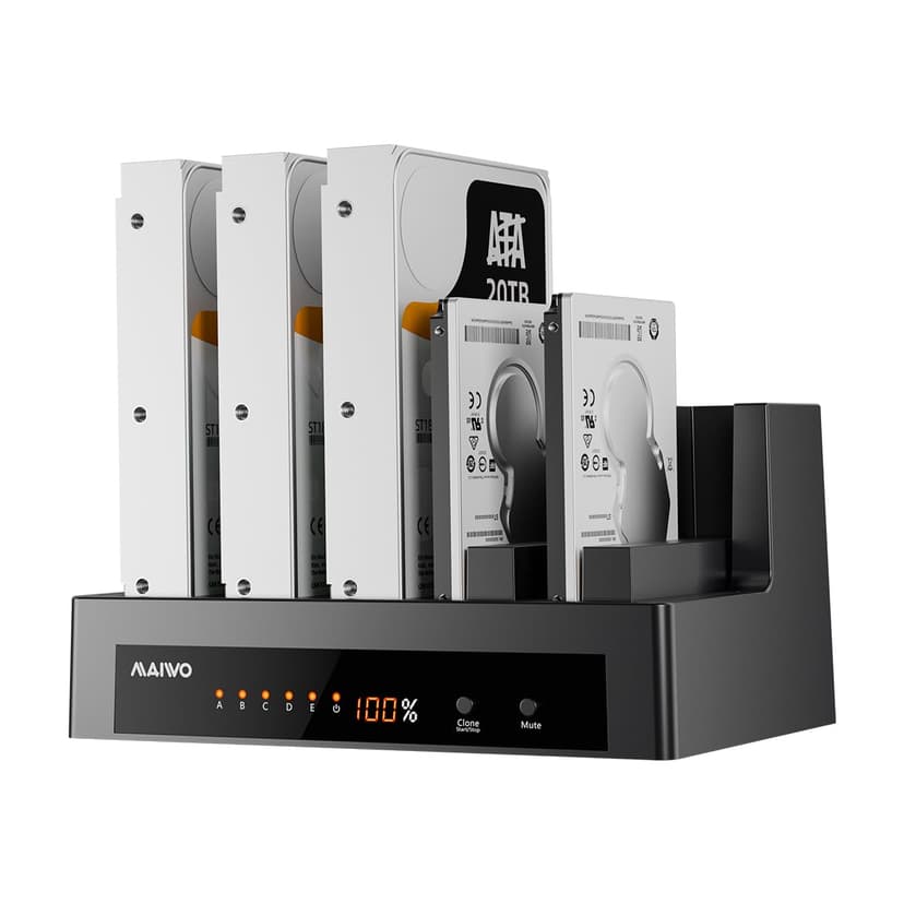 MAIWO 5 Bay External Hard Drive Docking Station for 2.5'' 3.5'' SATA HDD/SSD, USB3.0 HDD Dock with Offline Clone, 5 Bay Hard Drive Cloner Duplicator, 110TB Capacity Expansion