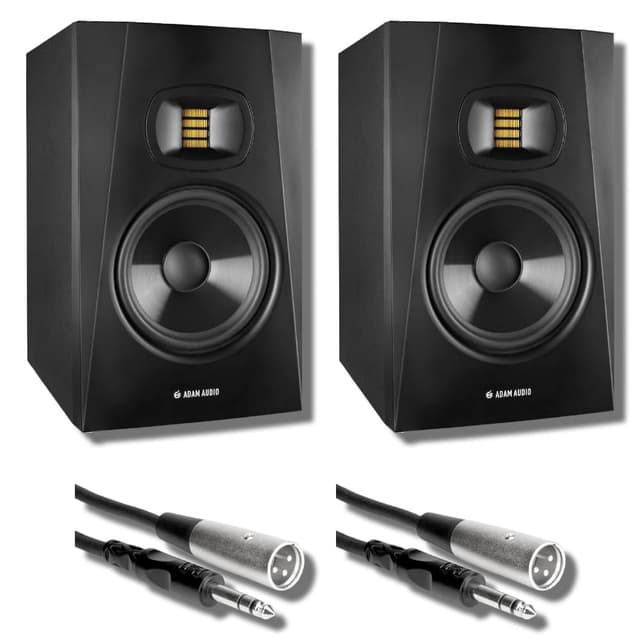 Adam Audio T8V Studio Monitor (Pair) with Professional Grade Balanced 1/4" to XLR Cables and StreamEye Polishing Cloth