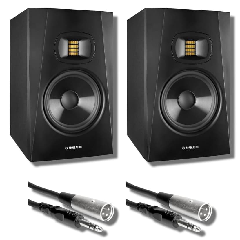 Adam Audio T8V Studio Monitor (Pair) with Professional Grade Balanced 1/4" to XLR Cables and StreamEye Polishing Cloth