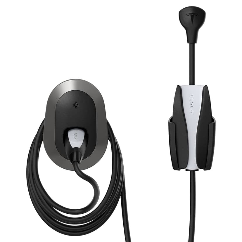 Spigen Bespoke All-in-One Cable Organizer Wall Mount Designed for All Tesla Mobile Charger Cable [Model 3/Y/X/S 2025/2024/2023/2022] - Dark Silver