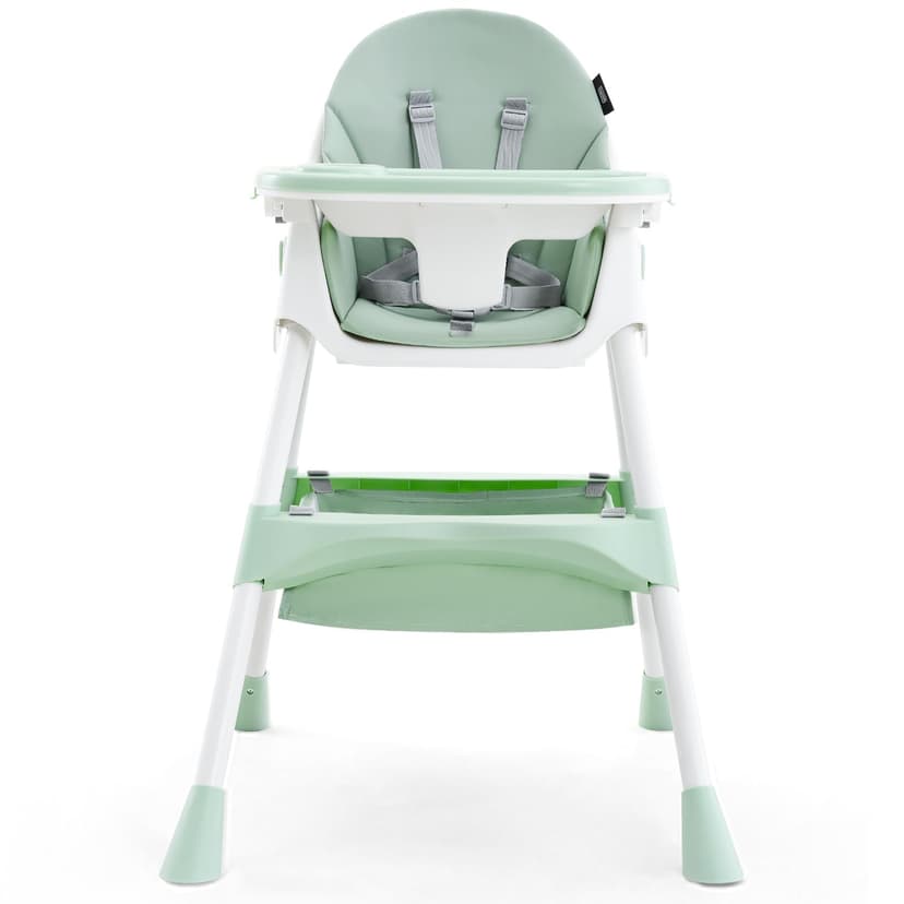 HARPPA 6-in-1 Convertible Baby High Chair for Toddlers, Foldable Highchair with Removable Tray for Eating & Playing, Adjustable 5-Point Safety Harness, Toddler High Chair with PU Cushion, Soft Sage