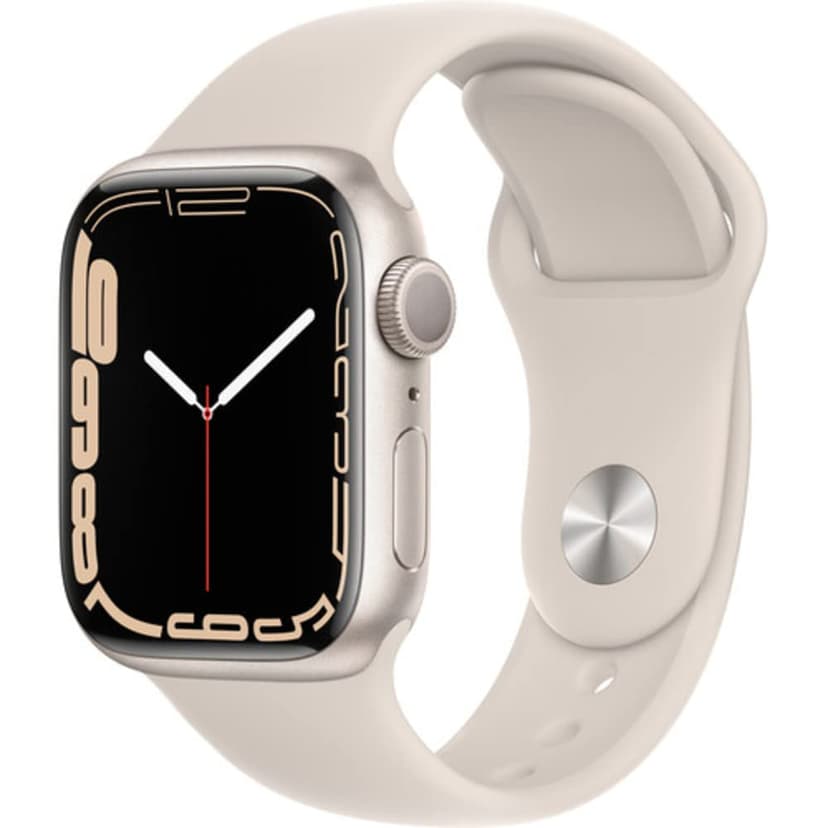 Apple Watch Series 7 (GPS, 45mm) Starlight Aluminum Case with Starlight Sport Band, Regular (Renewed)