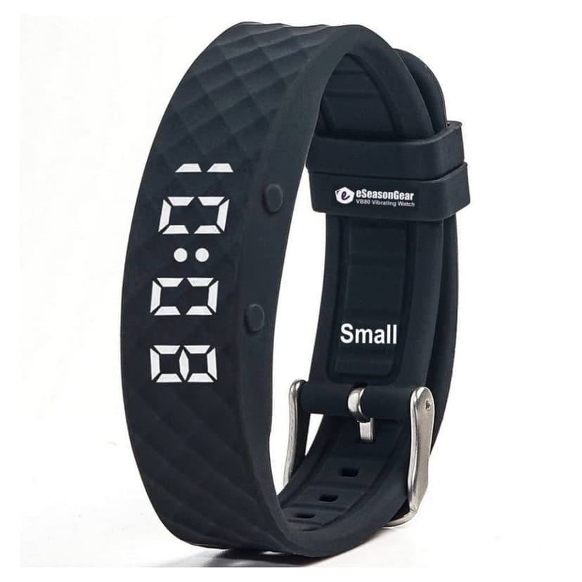 eSeasonGear 12 VB80 Vibrating Alarm Watch, Silent Vibration Shake Wake ADHD Medication Reminder (Black-Small)