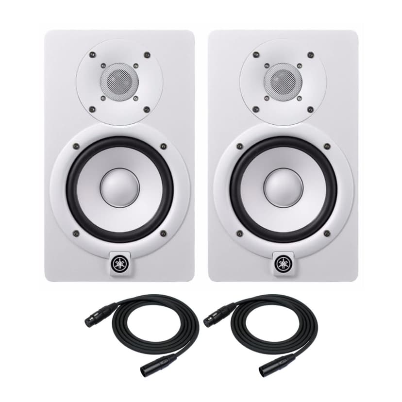 Yamaha HS5 Powered Studio Monitors Pair WHITE w/XLR Cables - Bundle