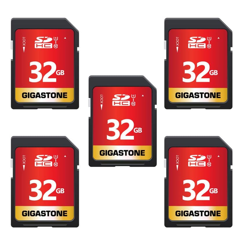 GIGASTONE 32GB SD Card 5-Pack UHS-I U1 Class 10 SDHC Memory Card High-Speed Full HD Video Compatible with Canon Digital Camera, SPYPOINT TACTACAM WOSPORTS Trail Camera, with 5 Mini Cases